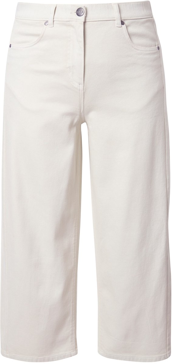 Ulla Popken - Dames - Barrel-jeans wijde pijpen comfortabele tailleband - Off-white - Maat 42
