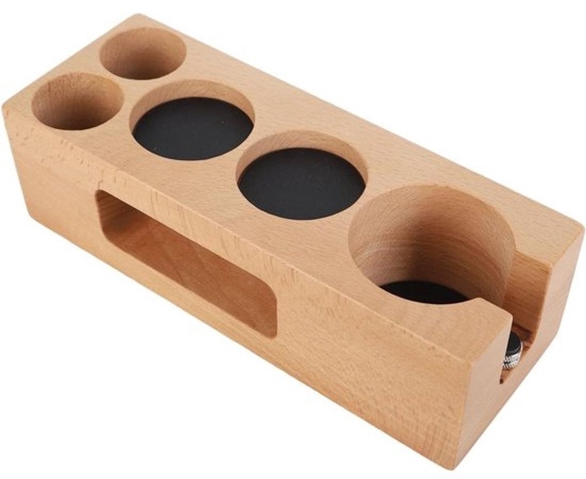 Koffie Tamper Houder - Espresso Station - Koffie Bereiden - Multifunctionele Gaten - 58 mm - Hout