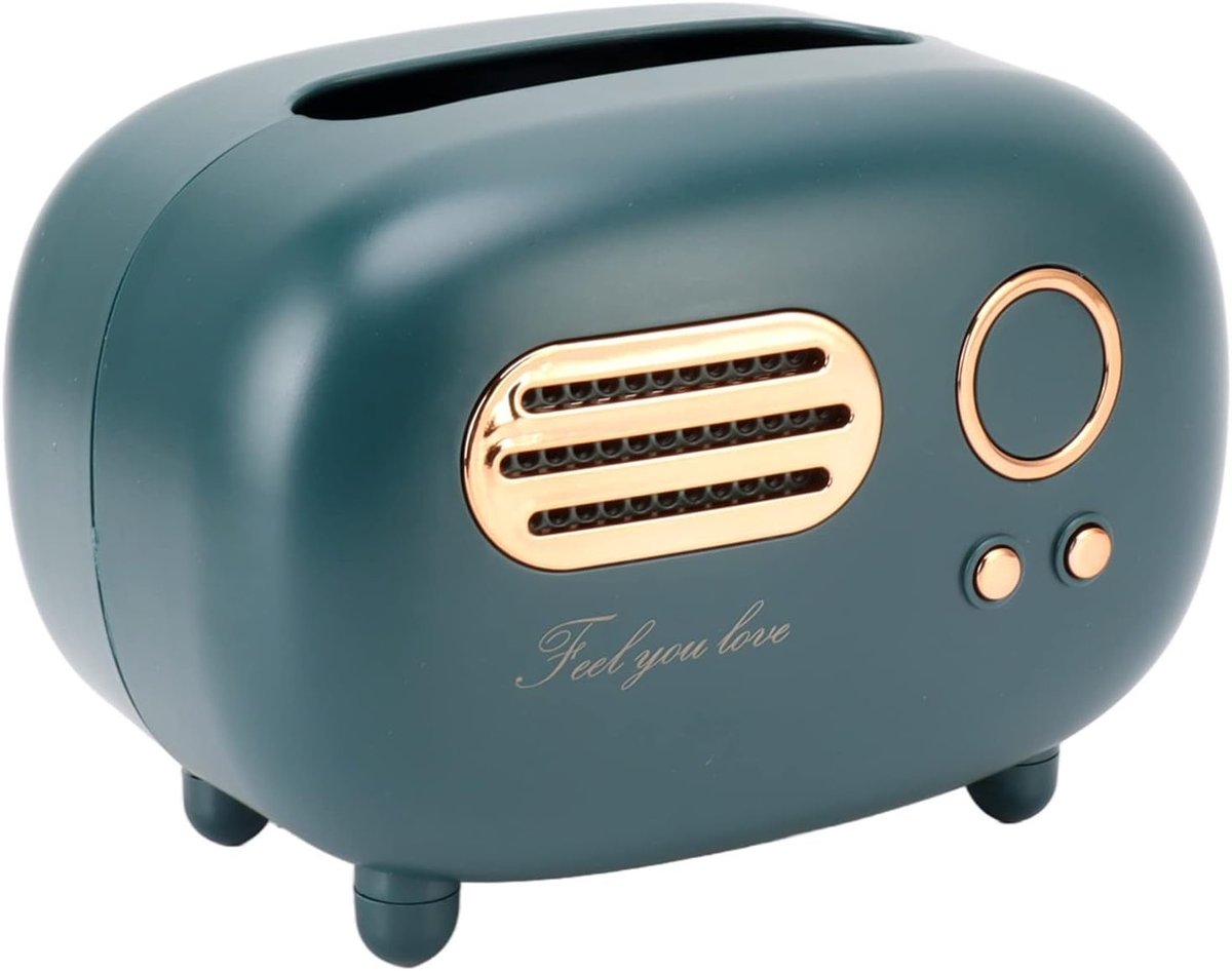 Vintage Radio Zakdoekdoos Cover - Multifunctionele Retro Tissue Box voor Badkamer en Slaapkamer in Groen, Perfect voor Decoratie en Organisatie