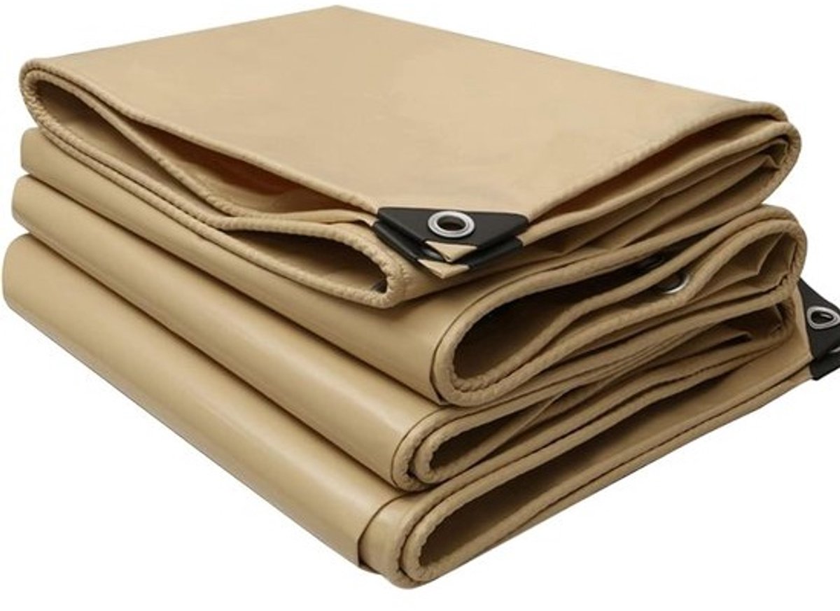Dekzeil Heavy Duty - Afdekzeil Waterdicht - Buiten Beschermen - Verstevigde Randen - 2x2m - Beige