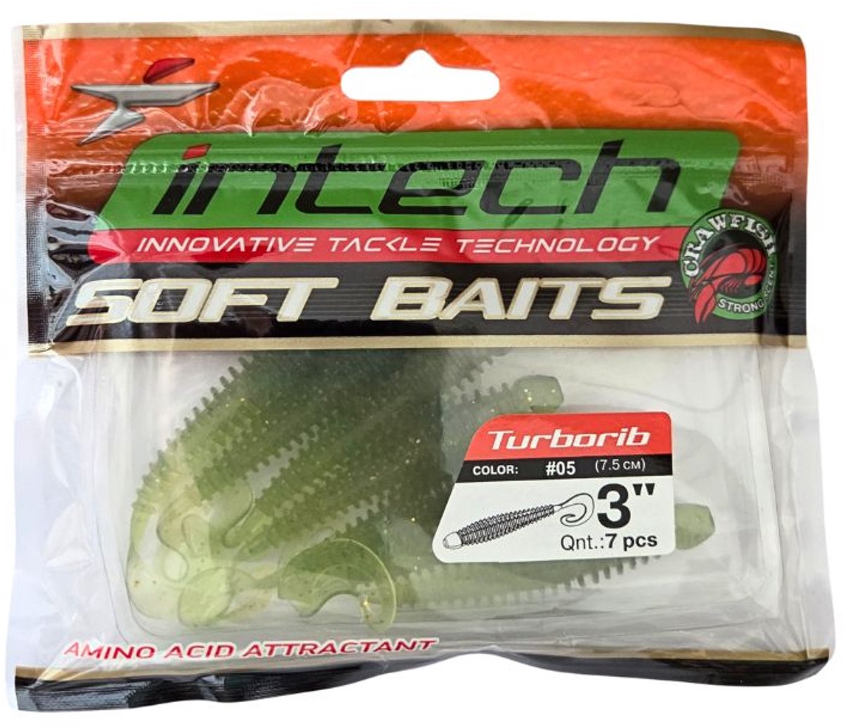 Intech Turborib Softbait 3'' - 7.5cm - 7 stuks - Shad kleur #05 - Kunstaas