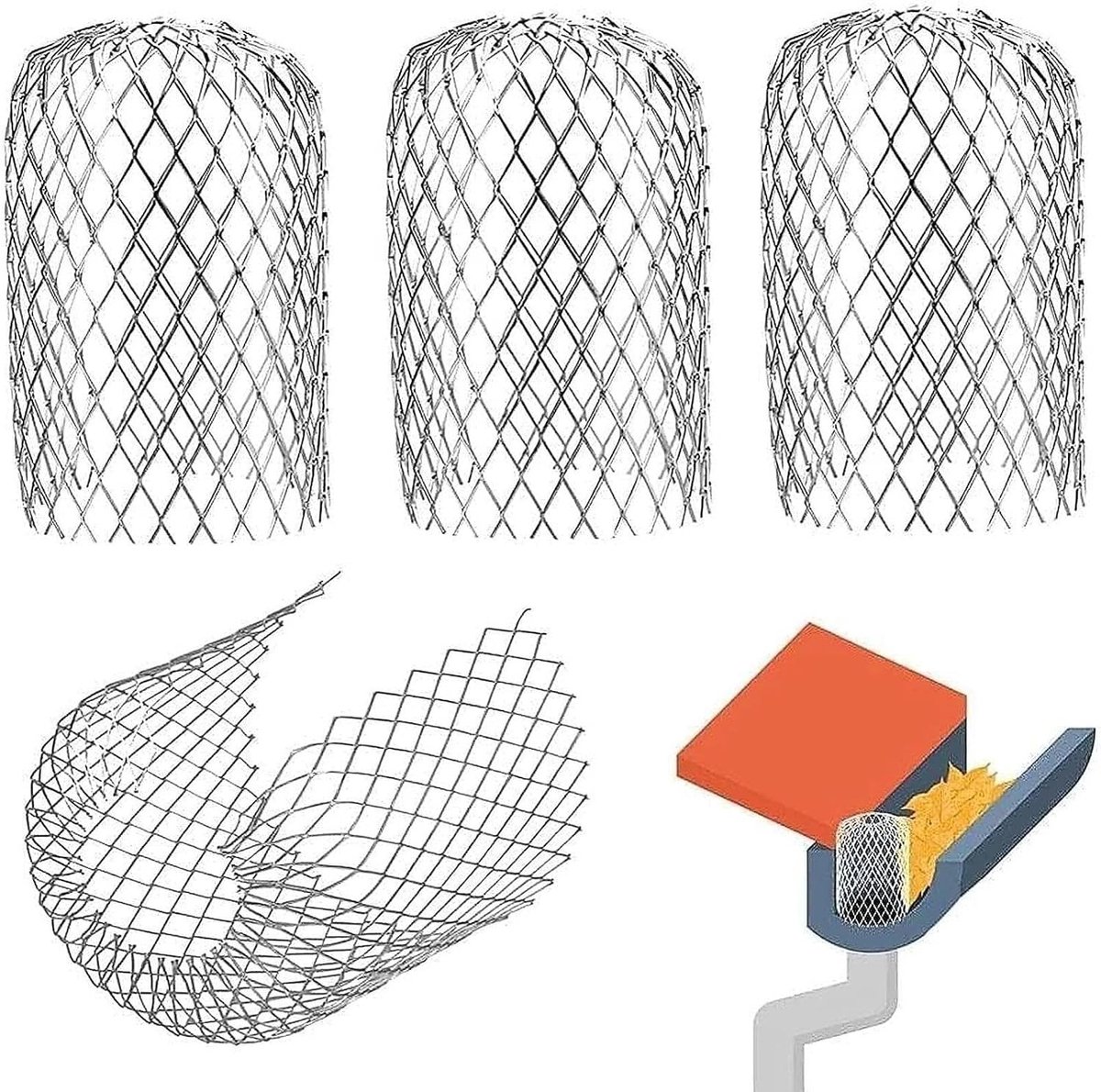 Set van 4 Uitbreidbare Metalen Gootbeschermers met Filter en Bladafvoer voor Optimale Bescherming van Afvoeren