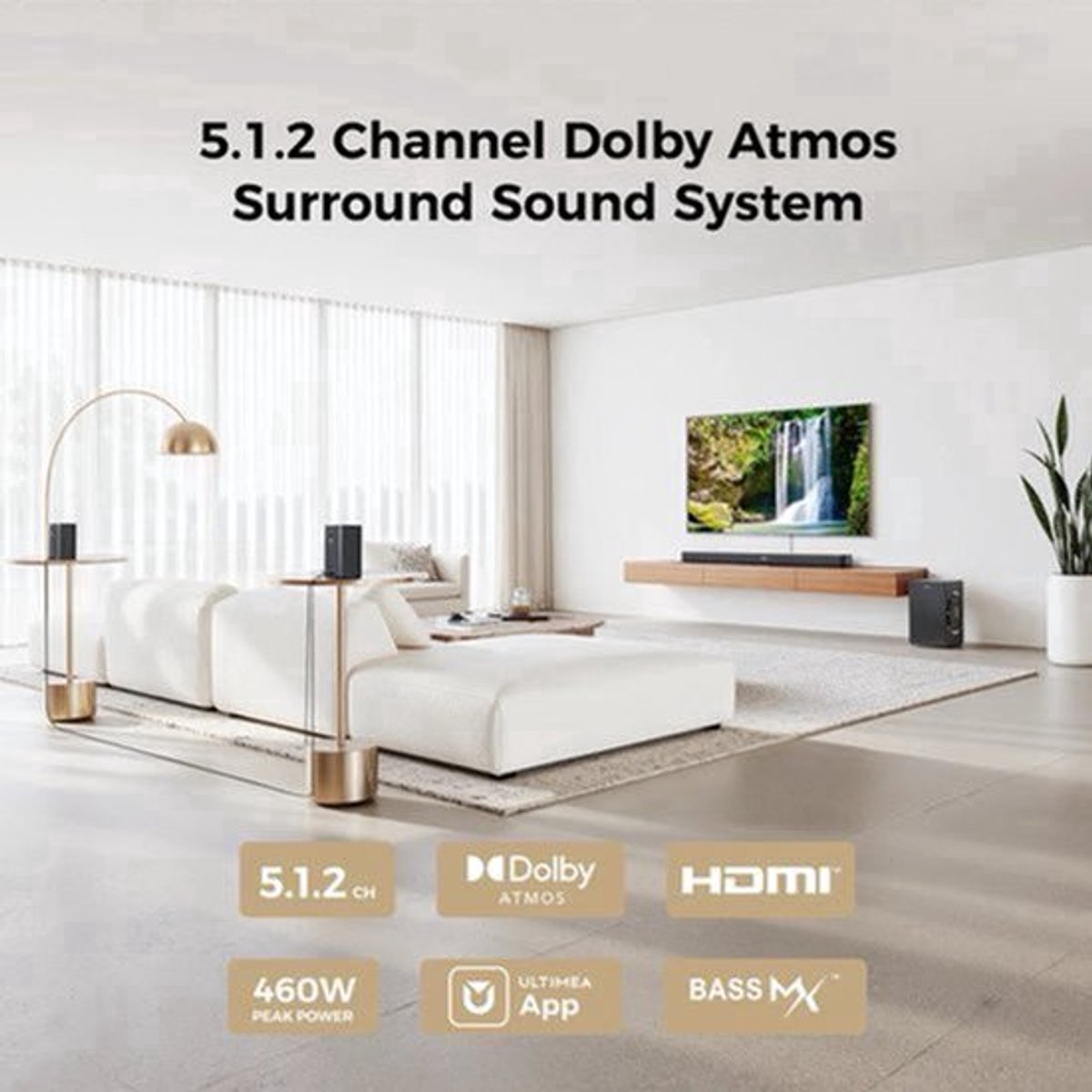 Soundbar – Home Cinema Set – Surround Sound Systeem – TV Speaker – 5.1.2 Kanaals – Dolby Atmos – Draadloze Subwoofer – App Bedienbaar