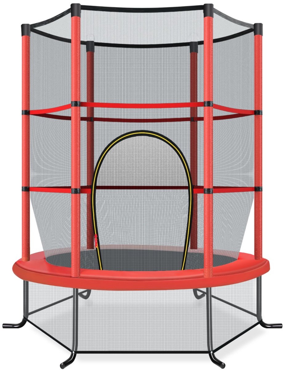 SureDeal® - Buitenspeelgoed - Trampoline - Kinderen Kleuter Trampoline - Veilige Bescherming Net - Spring Pad Binnen - 165x165x191 cm - Rood