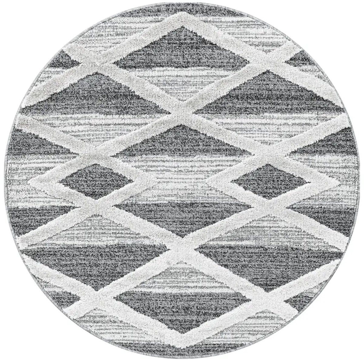 Dutch XXL Rond Scandinavisch Vloerkleed | Tapijt | Pisa | Geometrisch | Grijs | 120x120 cm
