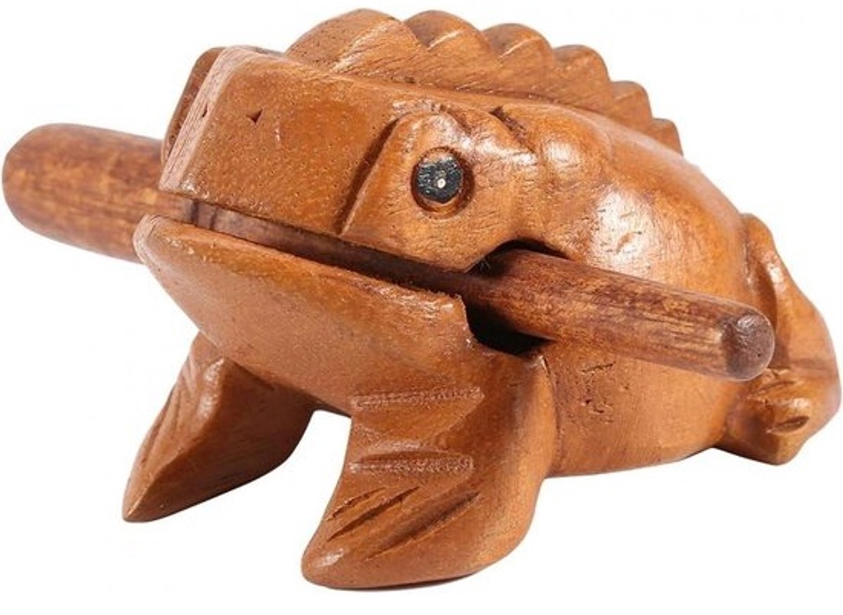 Houten Kikker - Muziek Instrument - Decoratie Geluid - Traditioneel Vakmanschap - 8.8CM - Houtkleur