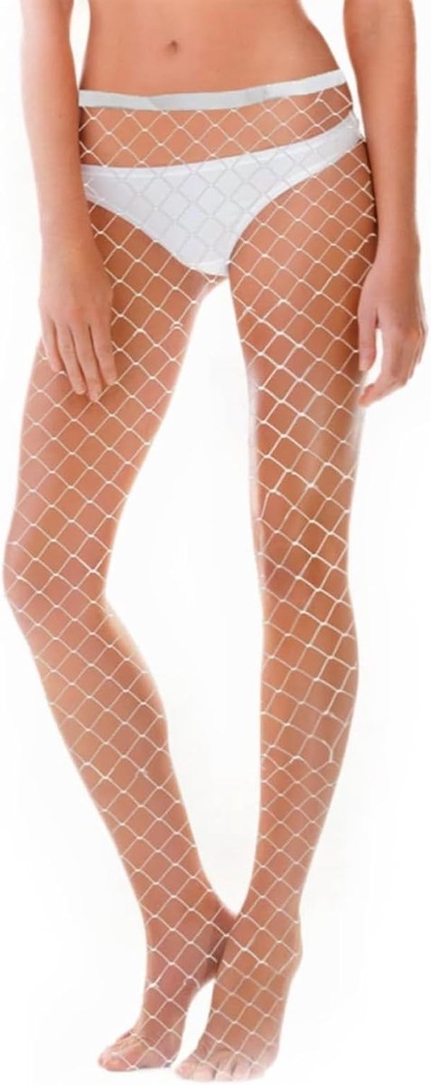 Hoogwaardige witte hoge taille visnetkousen voor dames, elastische visnetpanty’s voor feesten, carnaval en speciale gelegenheden