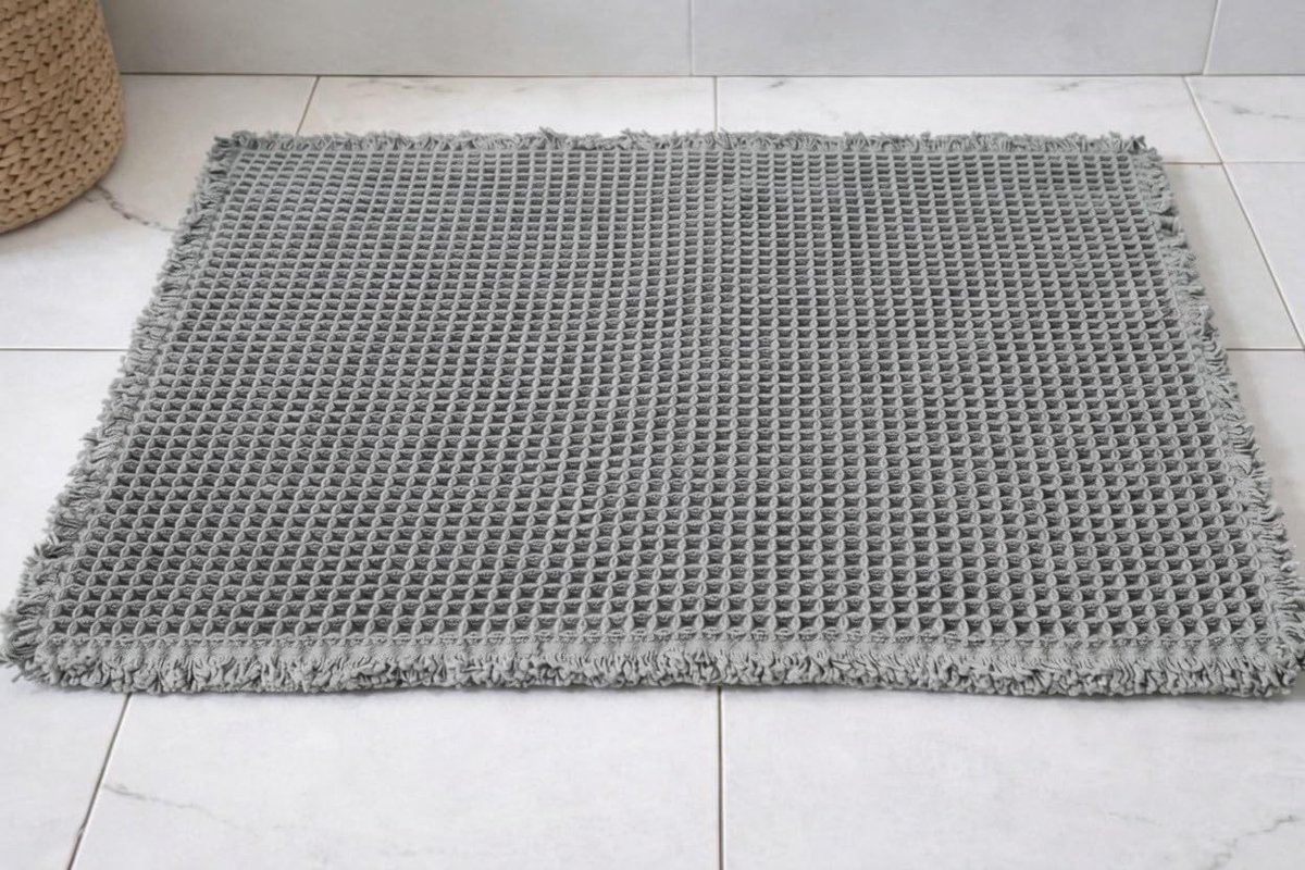 Waffle Badmat - Absorberend en Antislip - Lichtgrijs