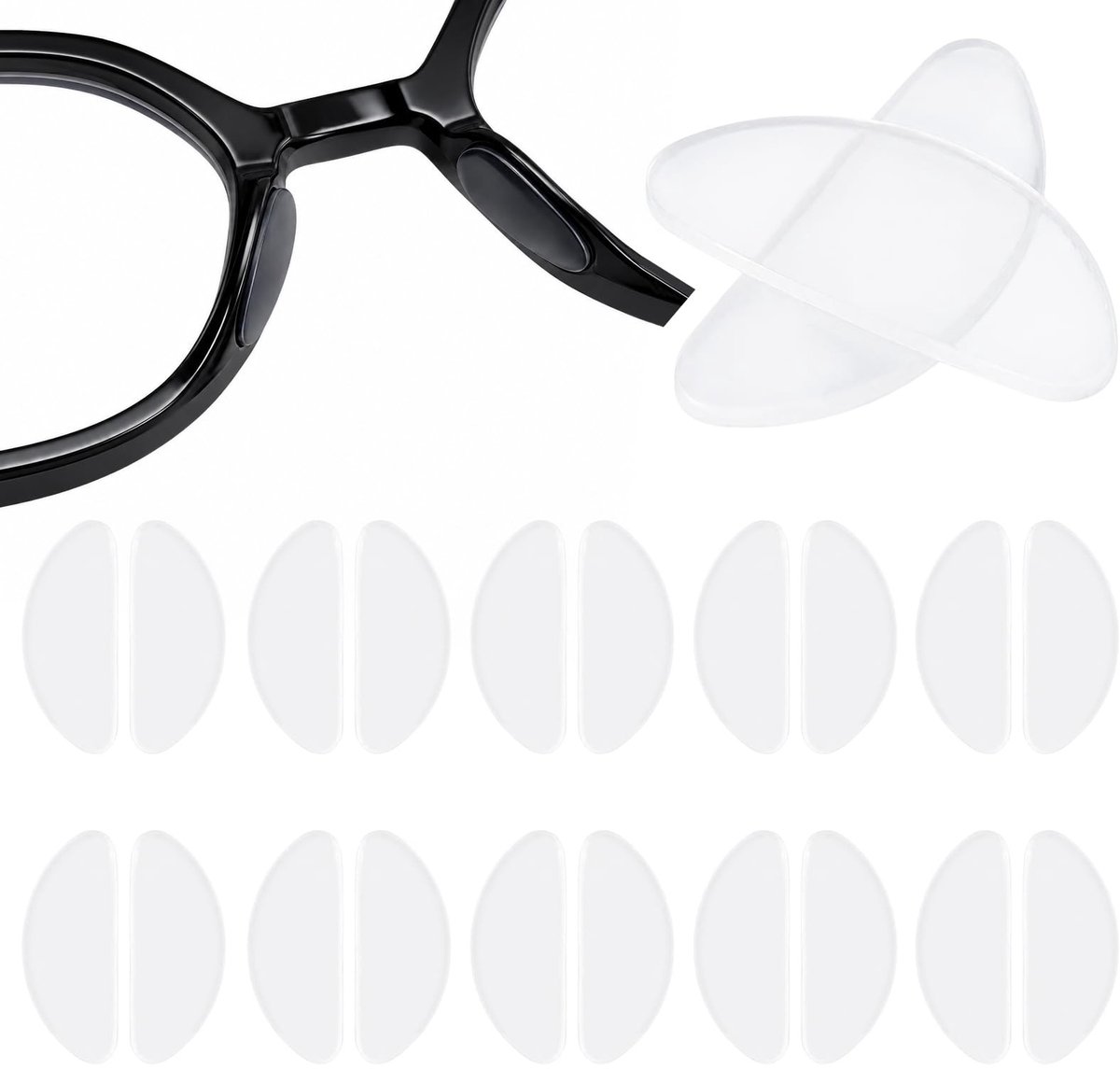 Silicone Neuspadjes voor Brillen - Transparant (10 paar)
