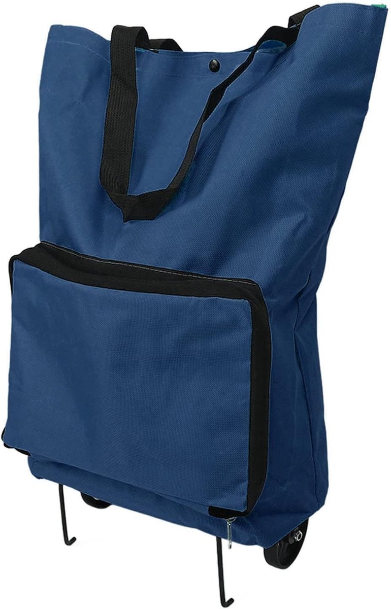 Duurzame Vouwbare Winkeltas en Winkelwagen van Multifunctioneel Oxford Stof voor Kamperen en Boodschappen in Paars en Blauw