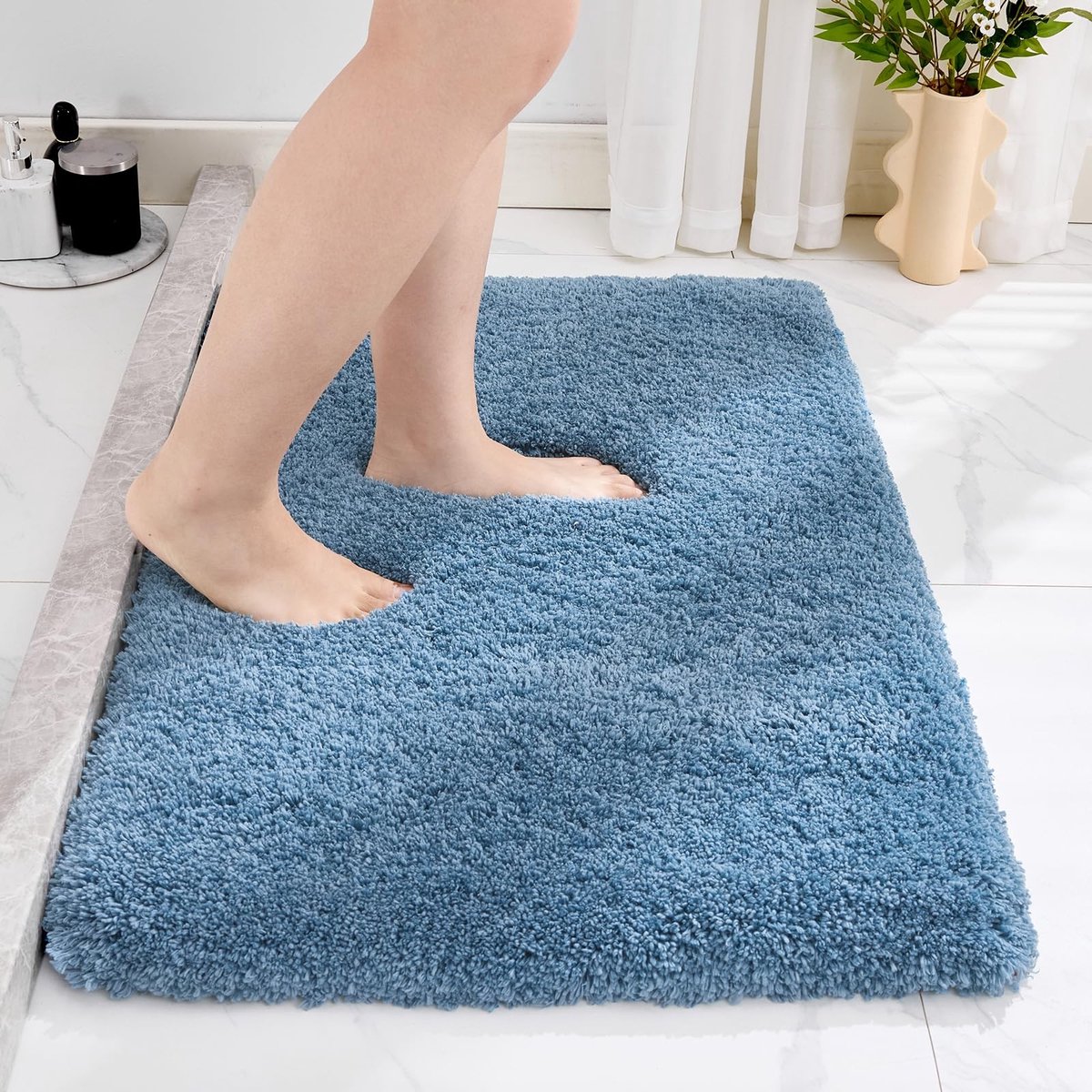 Badmat - Hoogwaardige absorberende en ultra zachte blauwe vloermat