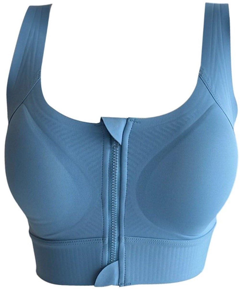 Yoga Beha met Ritssluiting - Zachte Ondersteuning en Push-Up Effect - Blauw