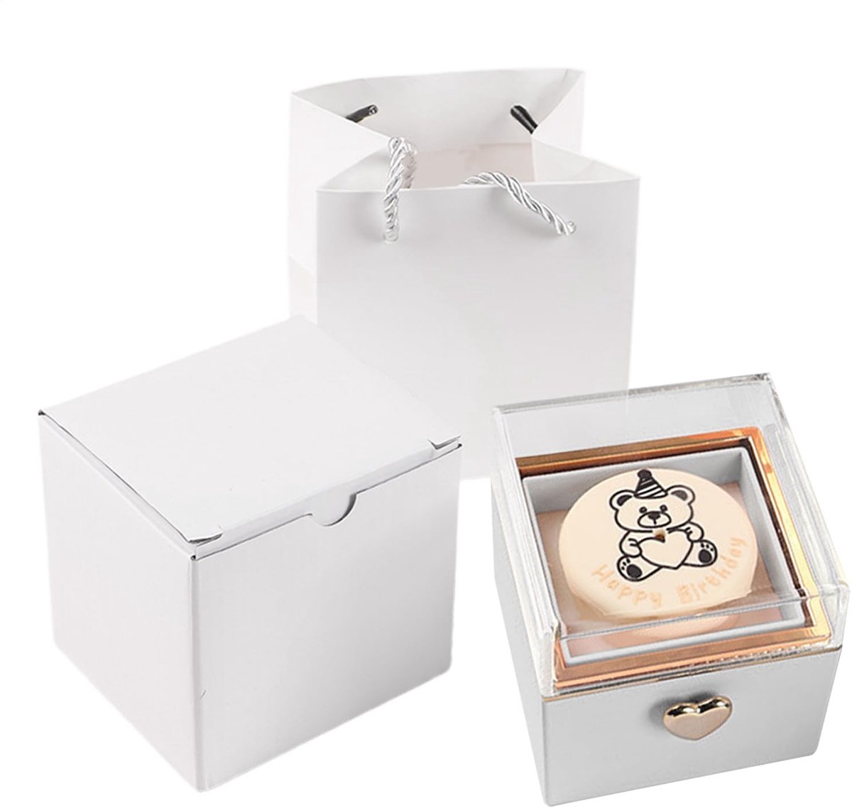 Sieraden Organizer Doos met Berenontwerp - Wit