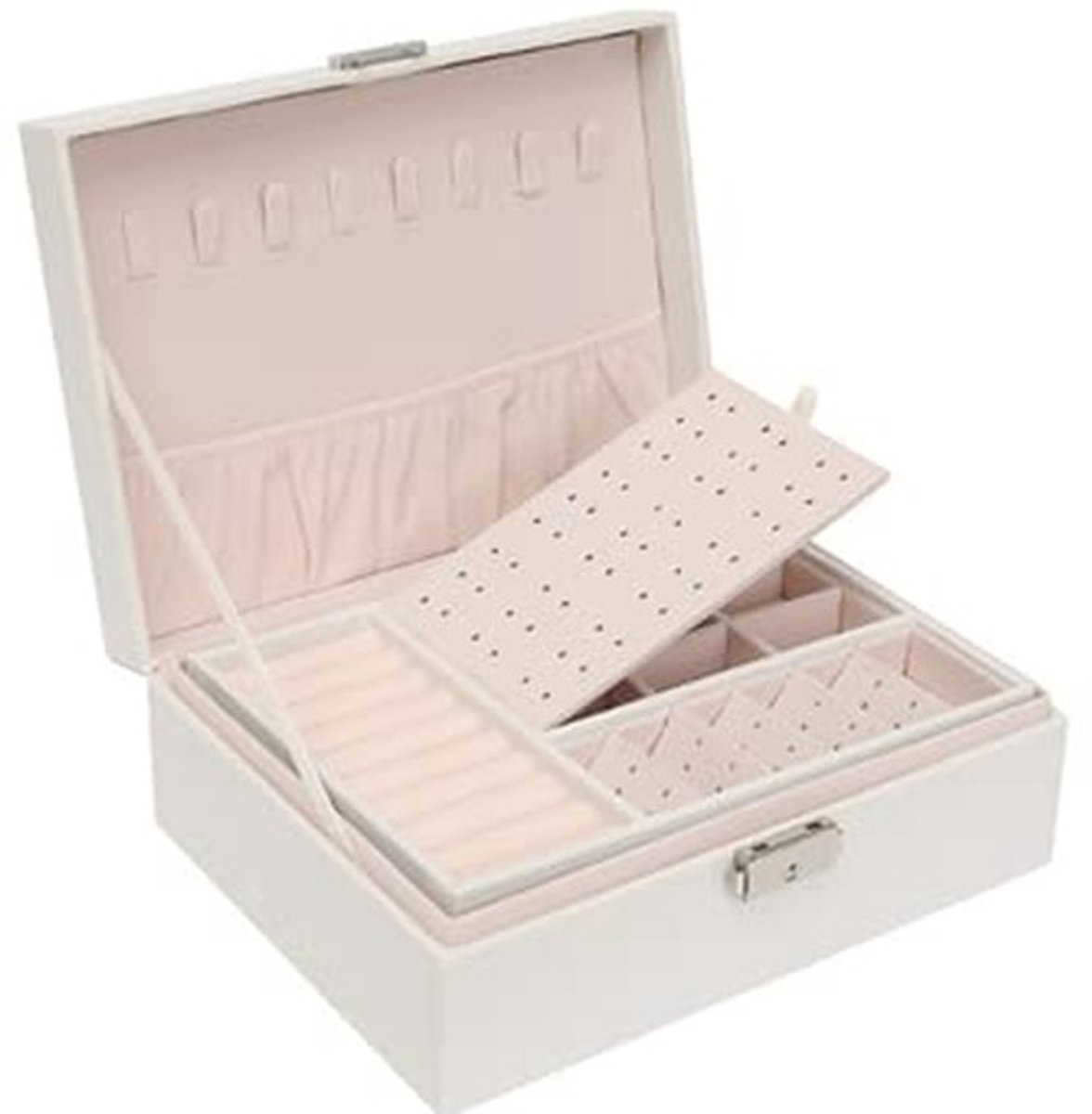 Sieraden organizer - Draagbare opbergdoos met verdelers - Wit