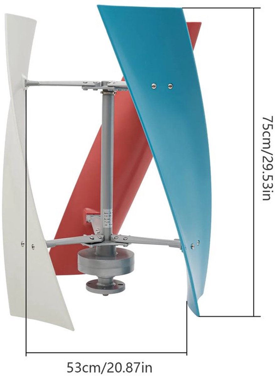 Windturbine Generator - 450 W - 12V - Verticale Helix - Glasvezel Bladen - Voor Boten En Tuinhuisjes