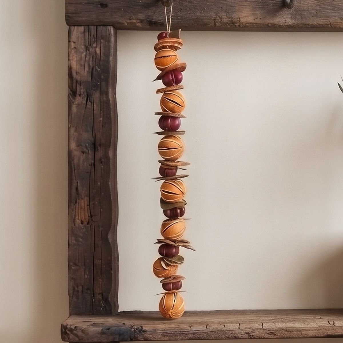 Gedroogde sinaasappel slinger 80cm – Handgemaakte landelijke geurhanger - Decoratieve slinger decoratieve hanger