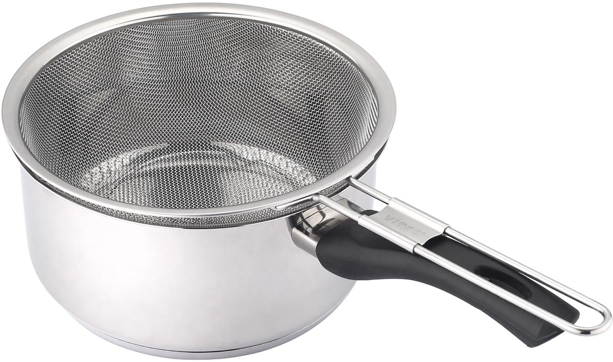 SnelShoppen - Friteuse pan met mand 18 cm, roestvrij staal, inductie, ideaal voor in de keuken, perfect voor feestjes en snacks