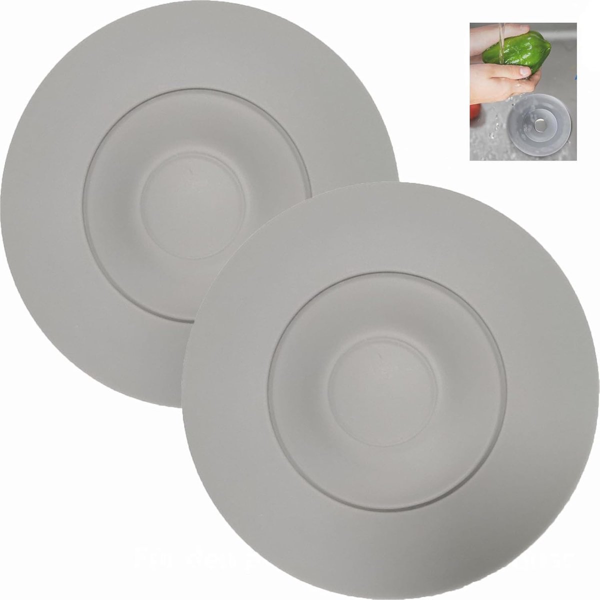 afvoerstop van siliconen, 2 stuks, flexibele afvoerstop, siliconen, voor wastafel, keukenspoelbak (diameter 10,8 cm)