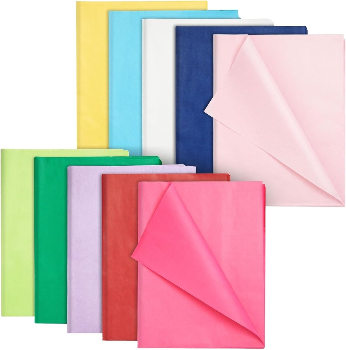 Zijdepapier, 120 vellen, 10 bonte kleuren, transparant papier voor cadeauzakjes, om te knutselen en in te pakken, 50 x 66 cm