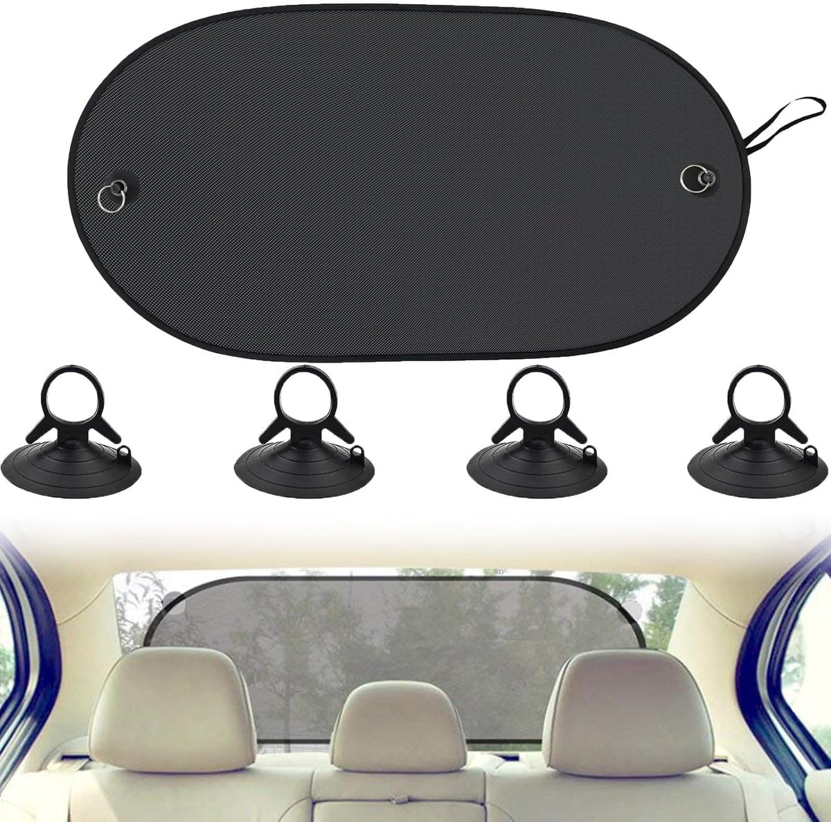 100 x 50 cm - Zonnebescherming voor auto achterruit - Met 4 zuigers hoge prestaties - Brise-zicht - Pare-zicht - Zonnebescherming achter in mesh - UV-bescherming - Voor kinderen en kinderen