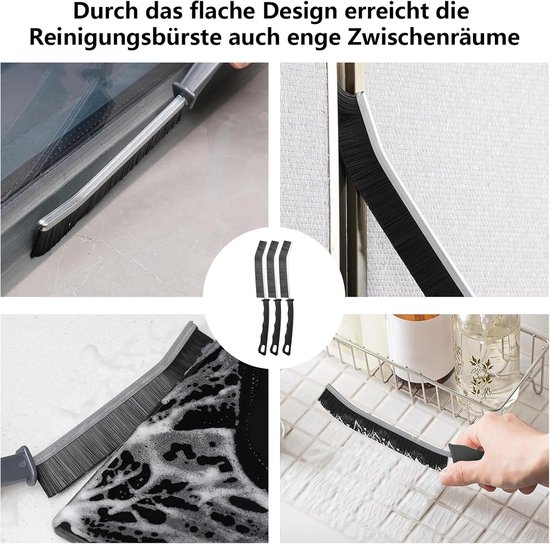 6 stuks reinigingsborstels (3 lange + 3 korte borstelreinigingen/borstels om te poetsen) met reinigingsdoek - hoekreinigingsborstel, voegenborstel, splereinigingsborstel voor badkamer, keuken, tegels — afbeelding 4