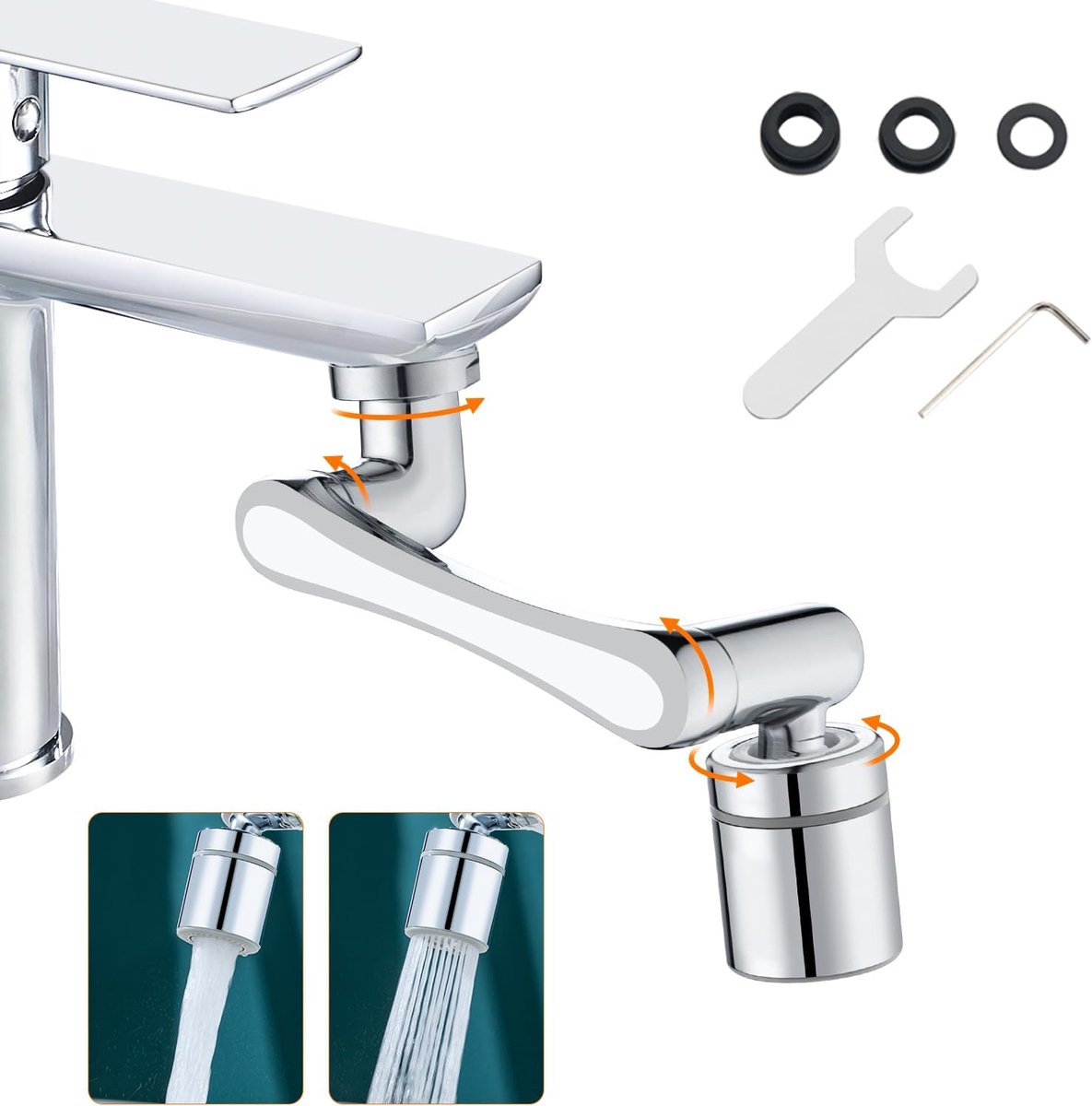 Kraan Beluchter Extender, 1440° Multifunctionele Roterende Spatwaterdichte Beluchter, Draa