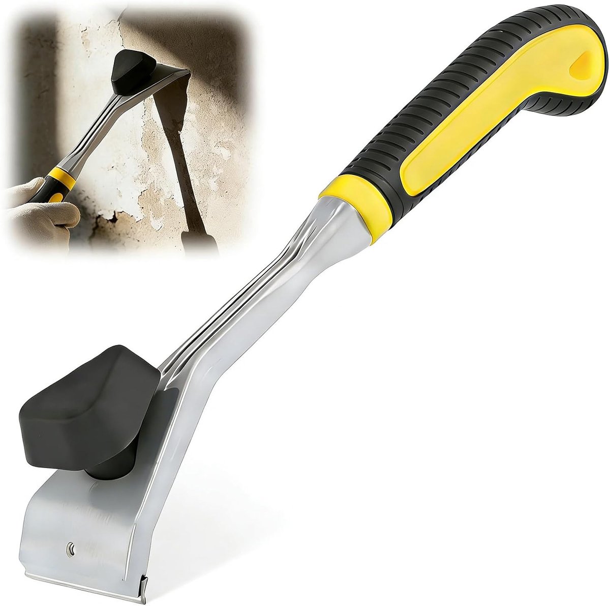 verfschraper, zware verfschraper met 63 mm dubbelsnijdend wolfraamcarbide blad, antislip zachte grip voor het verwijderen van verf, lijm, lak en roest van metaal, hout, tegels en beton