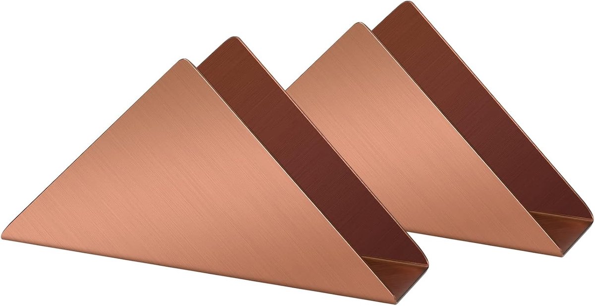 2 Pack Rose Gold Roestvrijstalen Servethouder,Minimalistische Driehoekige Metalen Servethouder,Cocktail Servetdispenser Organizer.