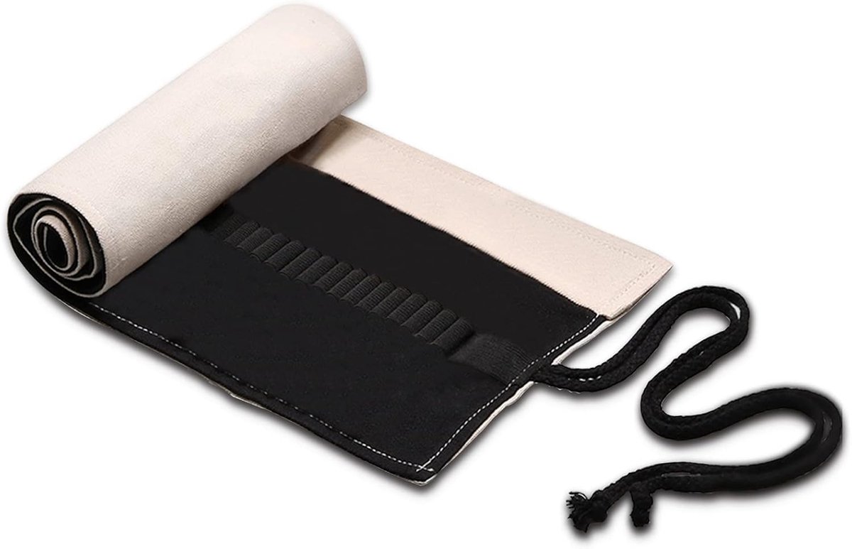 72 Slots Canvas Potlood Roll, Handgemaakte Roll-Up Canvas Potlood Wrap, Kleurpotloden voor Kunstenaars Schilderen, Schetsers, Student (Wit), Modern design