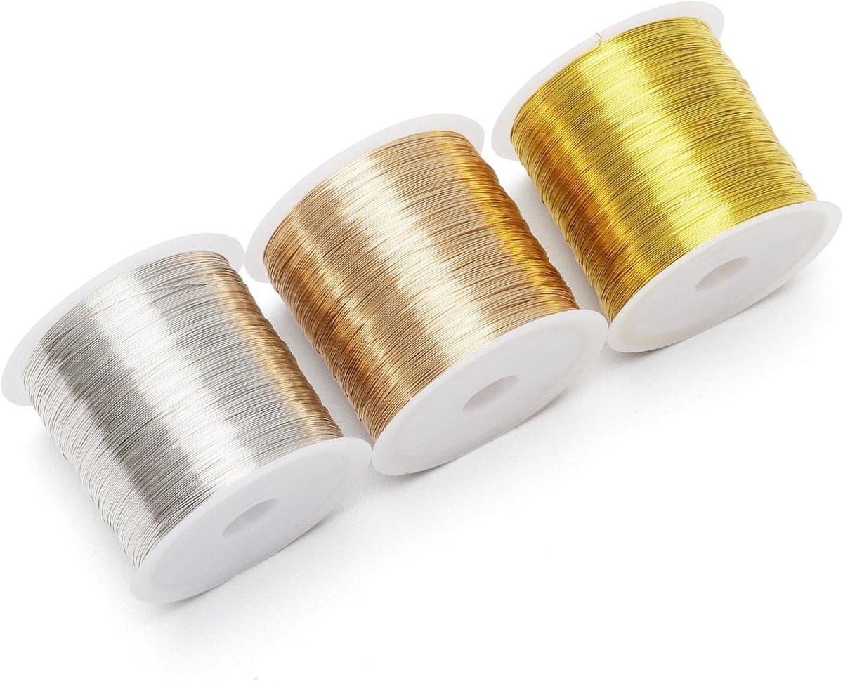 Draad, 0,3 mm, goud-zilver knutselwerk, koperdraad, flexibele draad voor knutselen, knutseldraad, dun, lichtbestendig en licht, dunne knutseldraad voor het maken van