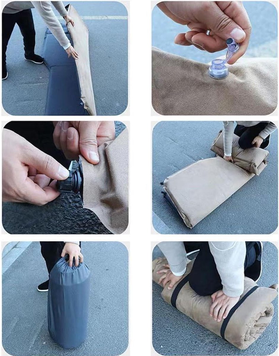 Luchtbed Matras - Kampeermatras Kussen - Reizen en Kamperen - Waterdicht en Antislip - 1x1x1 cm - Donkergrijs