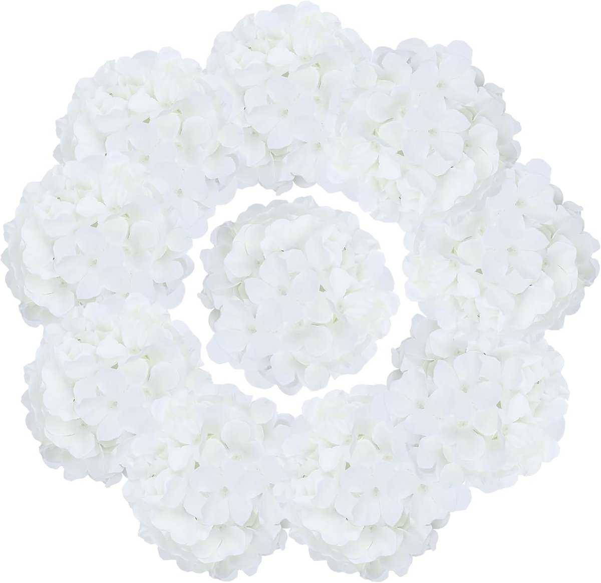 Hortensia kunst-bloemen, realistische witte kunst-hortensia's, zijden bloemen met stengels, 10 stuks, voor lente, Moederdag, Pasen, bruiloft, bloemenboeket, woondecoratie, feestdecoratie