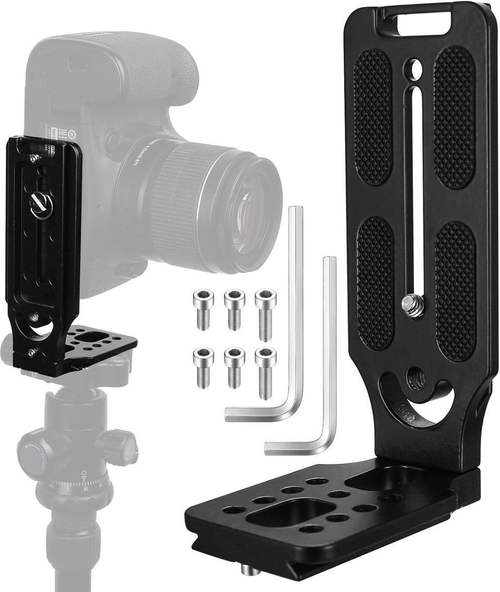 L-beugel voor Arca Swiss snelwisselplaat, horizontaal verticaal camera statiefmontage L-beugels met 1/4" schroef, compatibel met DJI Canon Nikon Sony statief camera accessoires