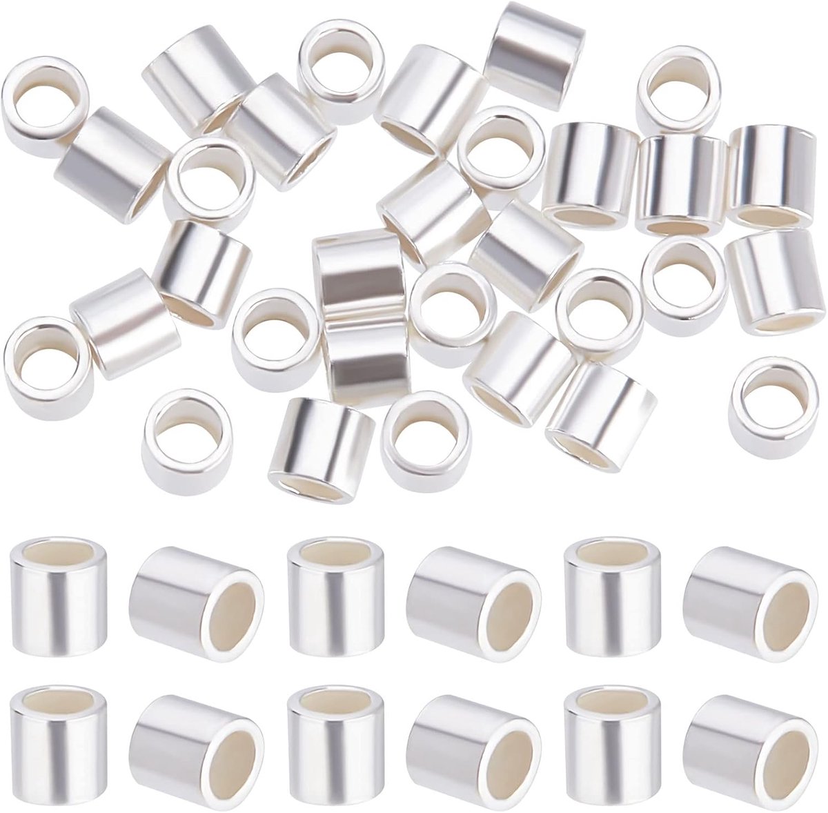 Kralen 925 sterling zilveren kolomafstandhouders 2 mm koord eindkappen losse stop kralen voor doe-het-zelf oorbel ketting sieraden maken | Koord eindkapjes, losse stopparels, voor doe-het-zelf oorbellen, kettingen, sieraden maken