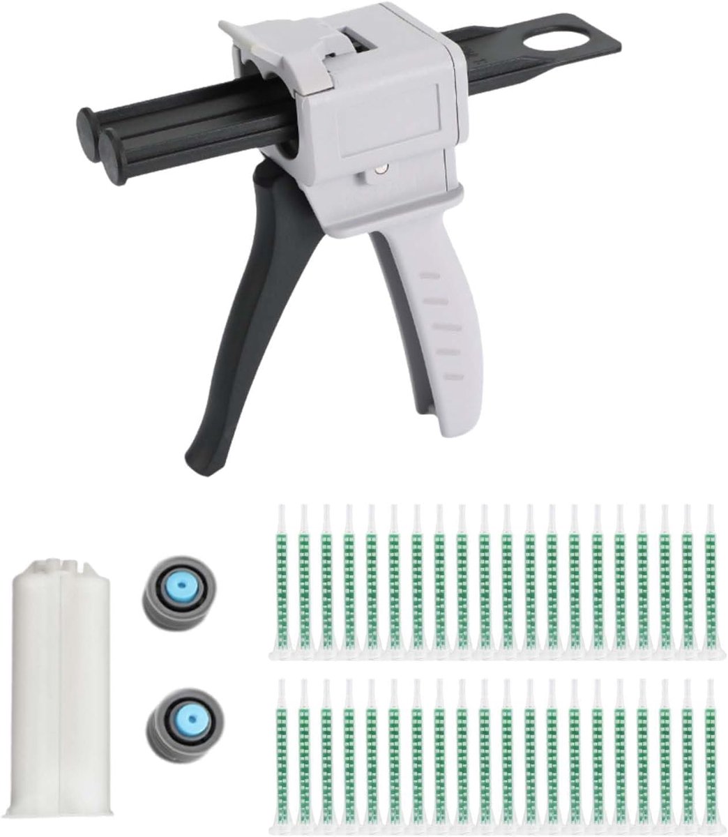 Epoxy lijmpistool, 50ml epoxypistool, greep, lijm, gemengd, met 50 stuks 83 mm mengspuit