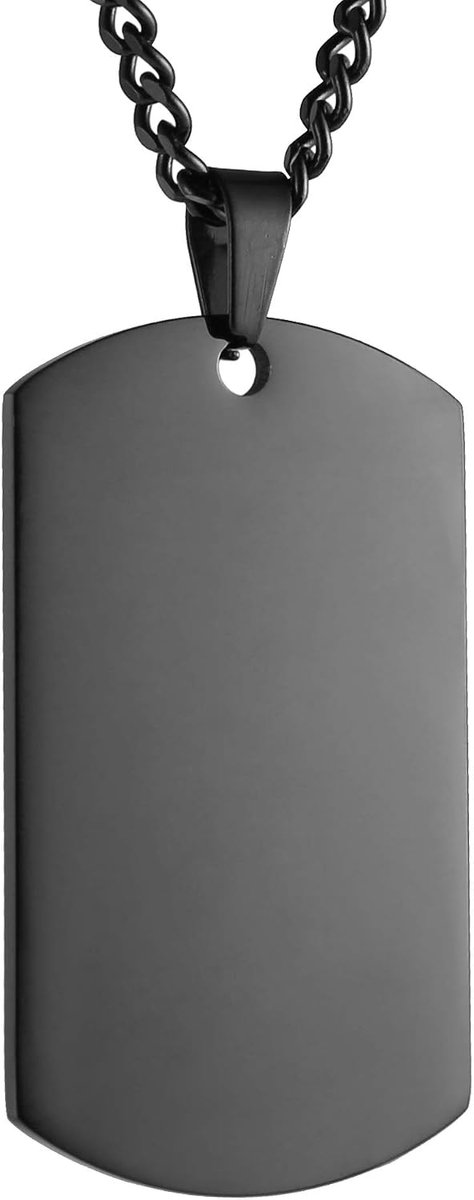 Heren hoogglans gepolijst roestvrij staal dog tag hanger halsketting 56 + 5 cm schakelketting sieraden cadeau