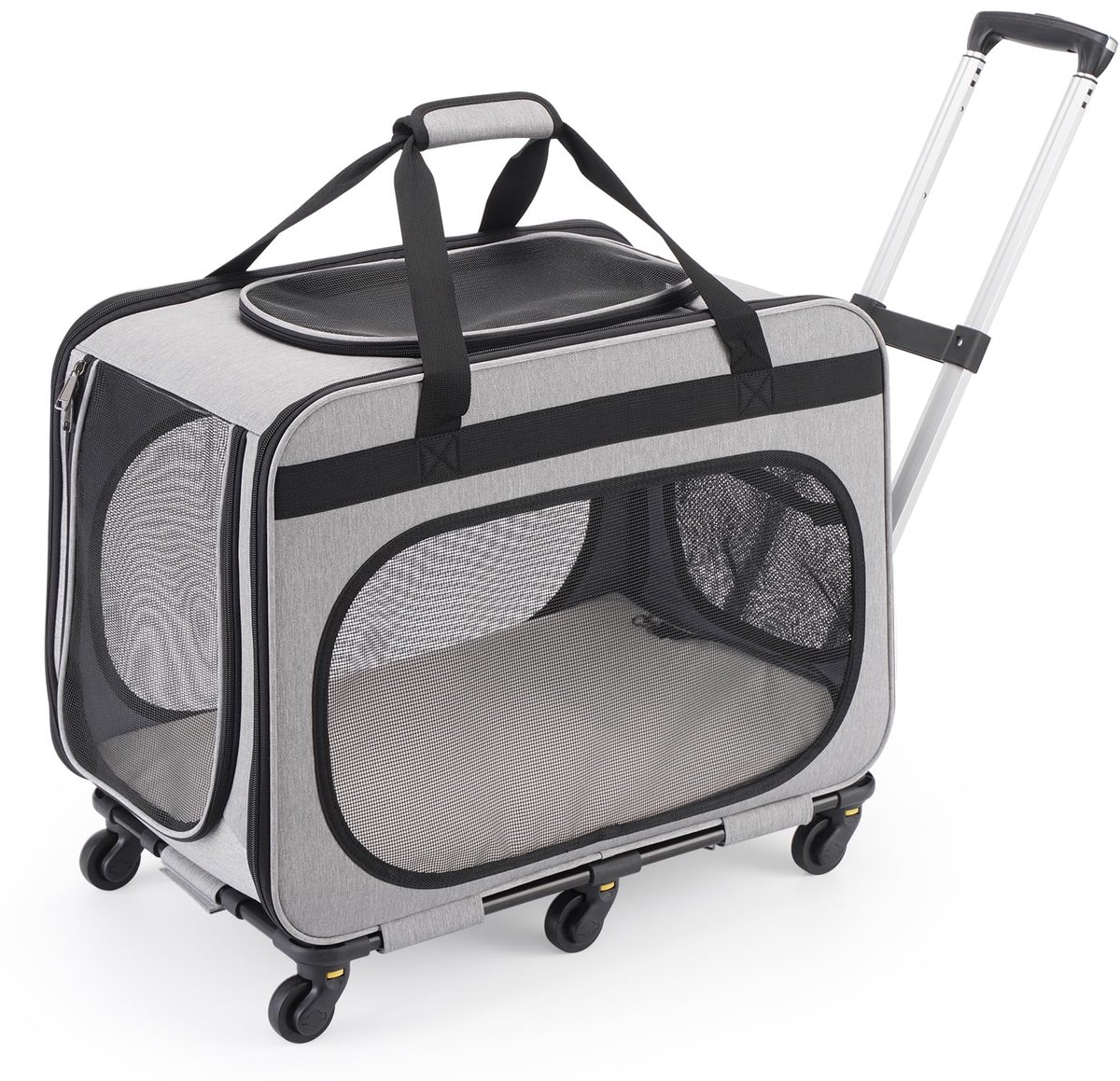 SnelShoppen - Extra grote huisdierendrager met afneembare wielen, rollende hondendraagtas met telescopisch handvat, opvouwbare reisdrager voor katten
