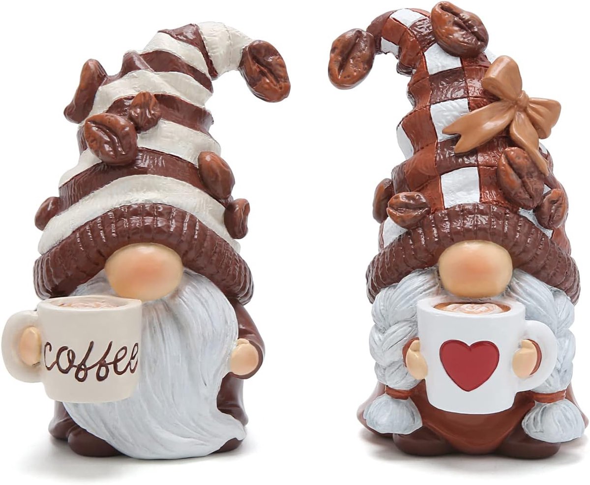 2 STKS Koffie Kabouters Koffie Bar Decor Accessoires Lente Zomer Zweedse Tomte Elf Dwerg Beeldjes Lente Zomer Kabouter Decoraties Geschenken Herfst Kabouter Decor Indoor Home Decoraties
