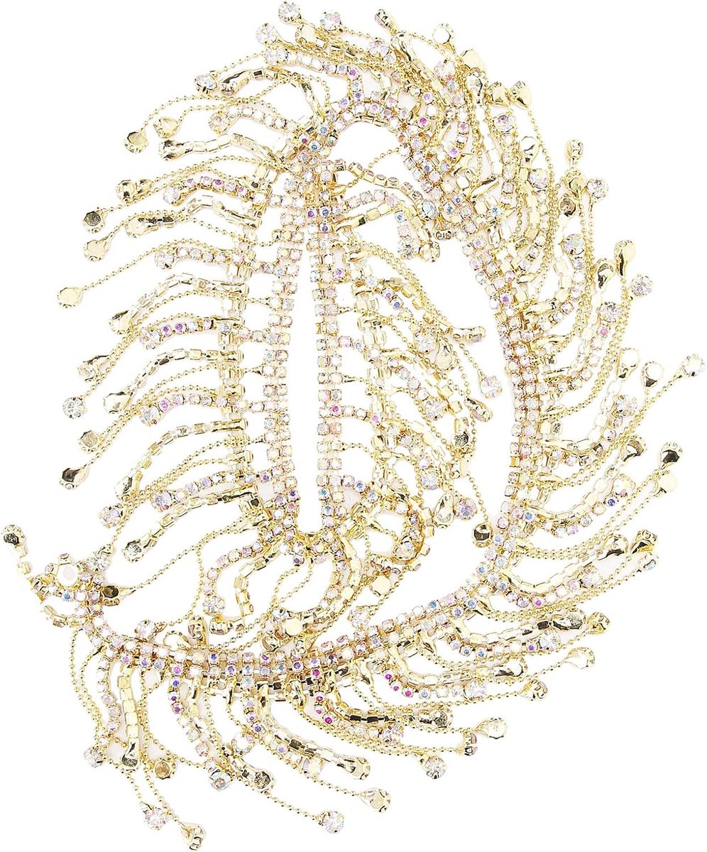 ketting franje bruids applicatie trim kristal kleding tas bruiloft decoratie sieraden naaien doe-het-zelf ambachten (goud)