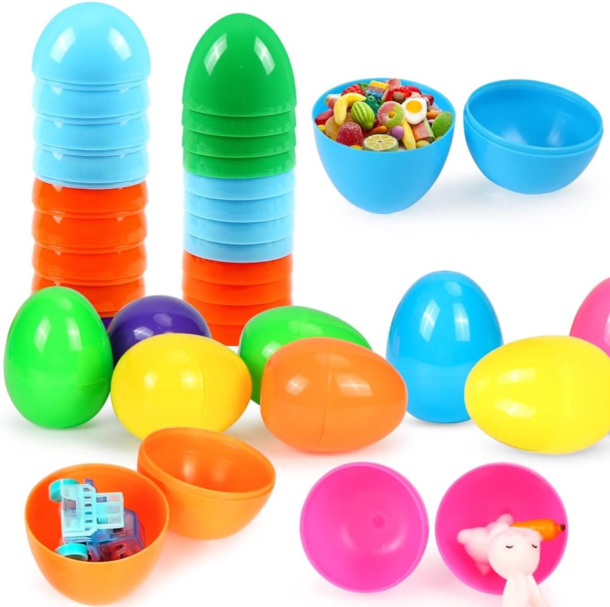 18 stuks plastic paaseieren 8 cm, verrassingseieren, om te vullen met snoep en kindercadeaus voor Pasen