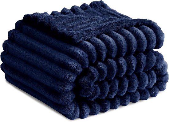 Fleece plaid, 130 x 150 cm, extra zacht, kleine deken voor op bed, bank, flanel, marineblauw, warm, 100% microvezel, flanellen deken Fleece plaid, 130 x 150 cm, extra zacht, kleine deken voor op bed, bank, flanel, marineblauw, warm, 100% microvezel, flanellen deken