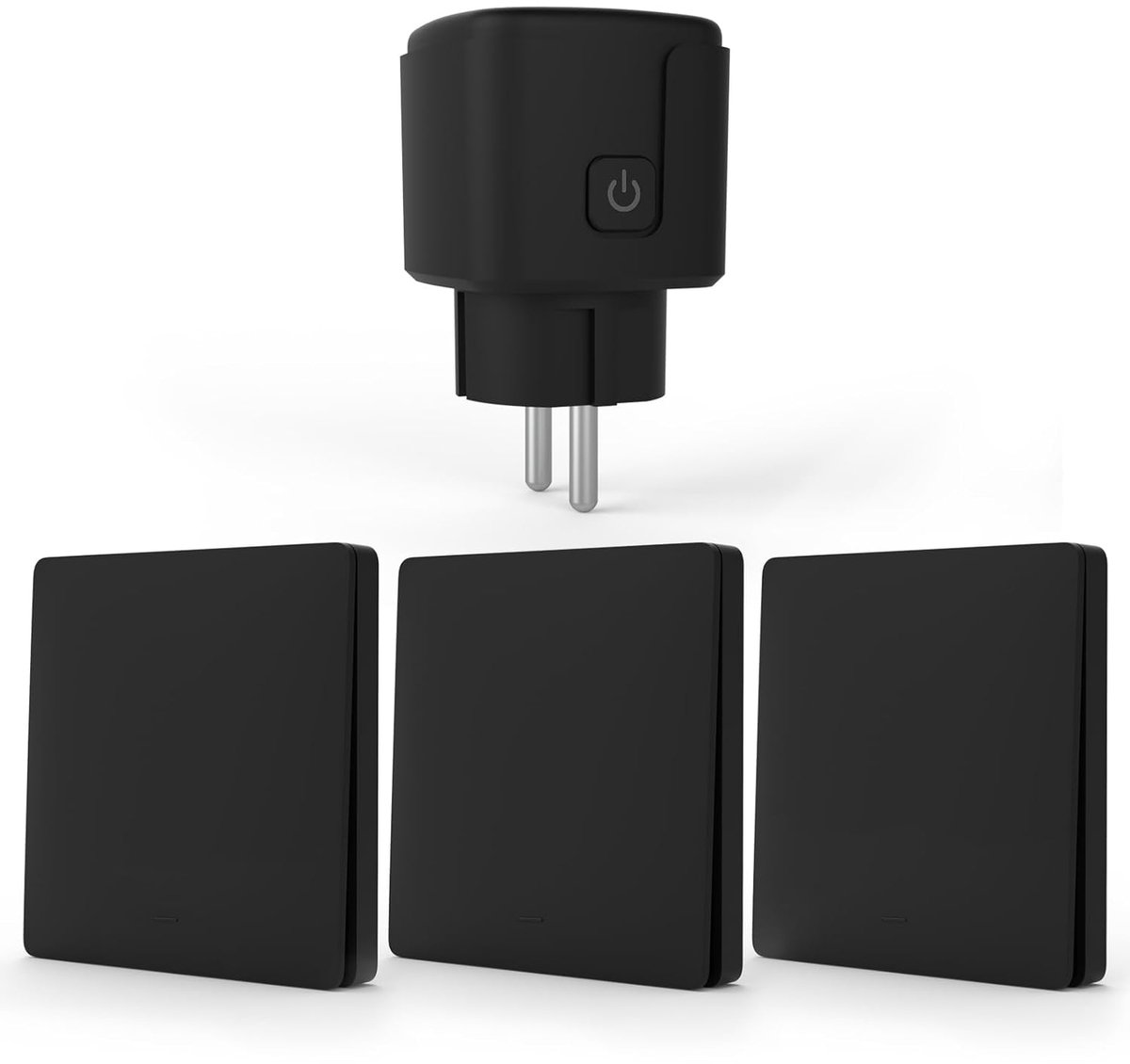 SnelShoppen - Draadloze Stopcontact Set 3500W met 3 Schakelaars en 1 Stopcontact - Zelfvoorzienende 433MHz Schakelaar voor Lampen en Apparaten - Draad