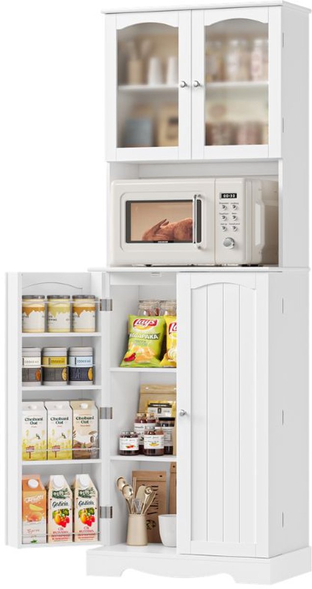Küchenschrank 181cm – Für Küche & Vorratsraum – Mit Mikrowellenregal und 8 Türablagen – Freistehender Vorratsschrank