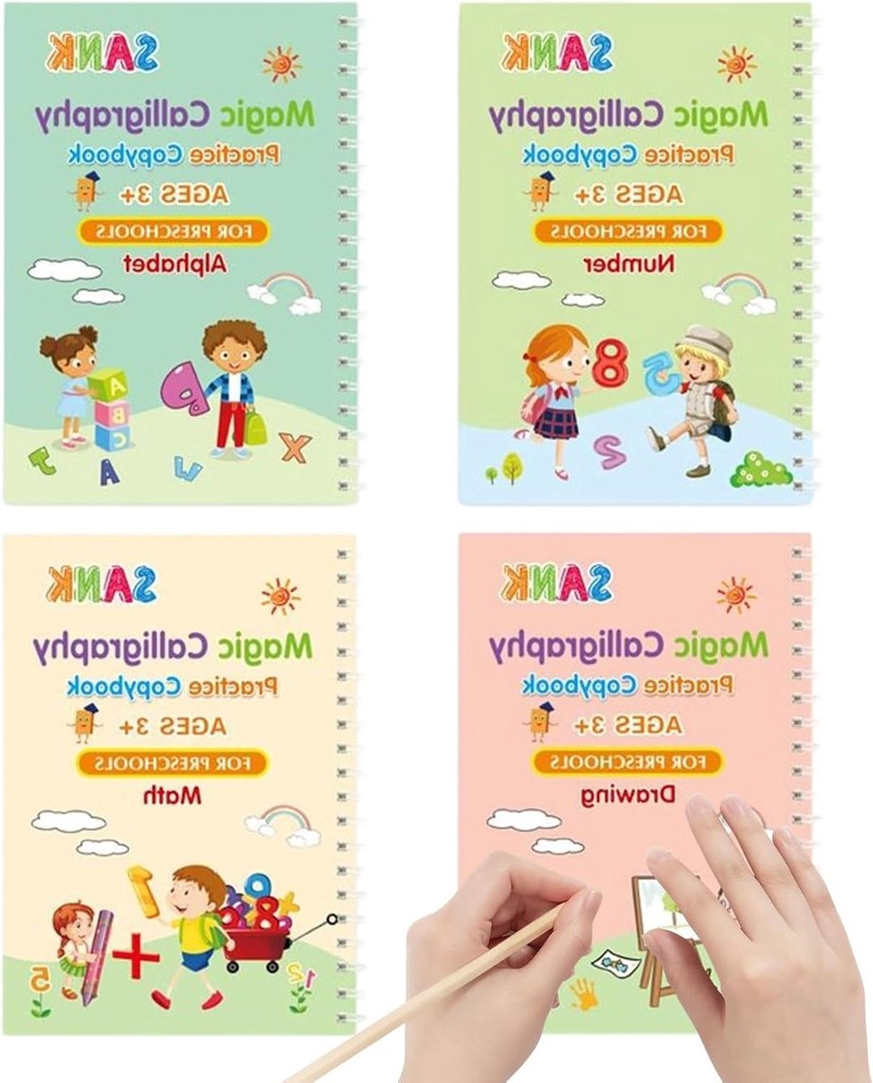 Schrijfboek Kinderen - Oefenboek Leren - Handschrift Verbeteren - Herbruikbare Groeven - 13x19 cm - Niet gespecificeerd