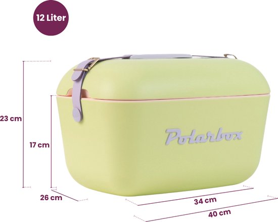 Polarbox Koelbox met schouderband 12L - 40x26x27cm - Lime-Lilac van Polarbox — afbeelding 5