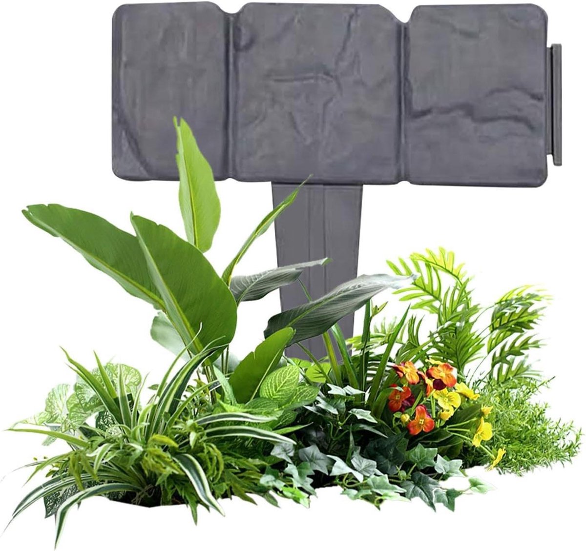 Imitatie Steen Tuinborder - Kunststenen Randafscheiding - Tuin Afscheiden - Weerbestendig PP Materiaal - 26 x 24 cm - Grijs