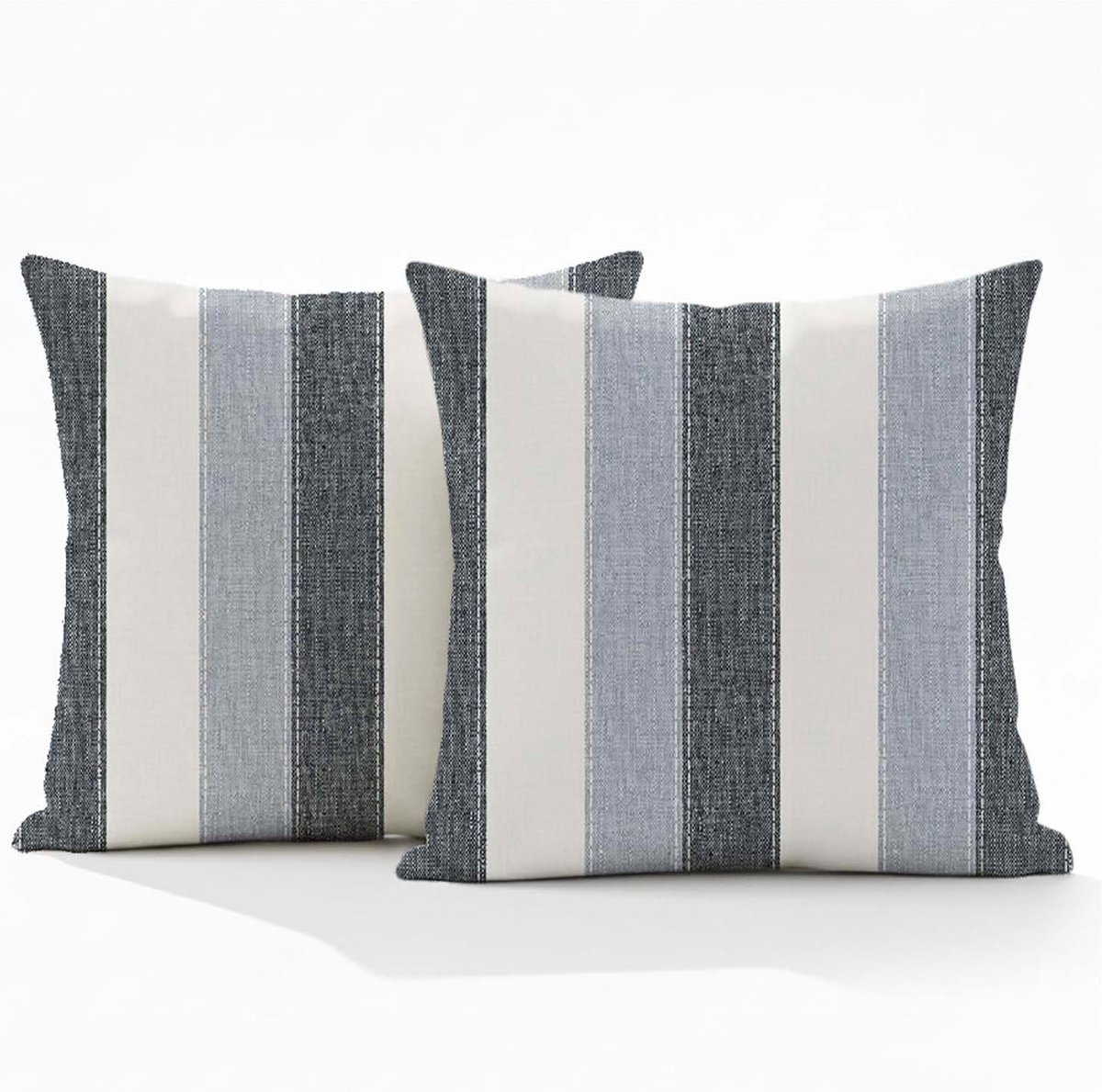 SnelShoppen - Kussensloop 40 x 40 cm - Gestreept Patroon - Donkergrijs en Grijsblauw - Wasbare Kussenhoezen voor Woonkamer, Bank, Outdoor - Moderne en