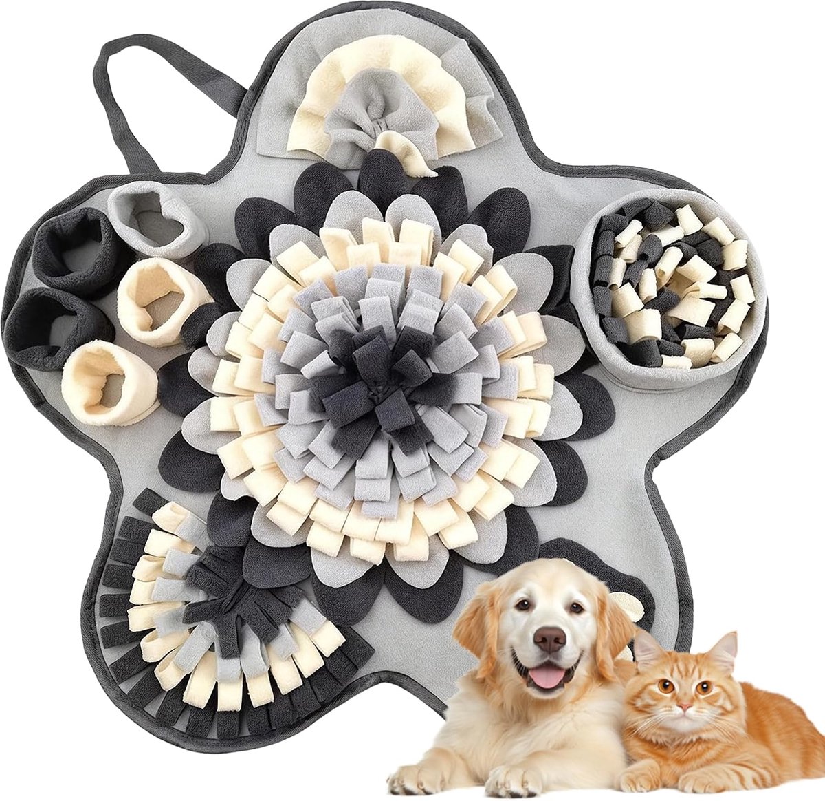 Thijox - Snufeltapijt voor Honden 60x60 cm - Wasbare Snuffelmat, Voedermat voor Puppy Training - Grijs, Perfect voor Snuffelen en Geurtraining