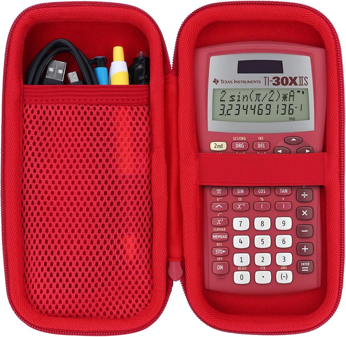 Hard Carrying Case voor TI-30XIIS TI-30XS TI-30Xa TI-36X Pro Wetenschappelijke Rekenmachine - Bescherming, Duurzaam, Rood