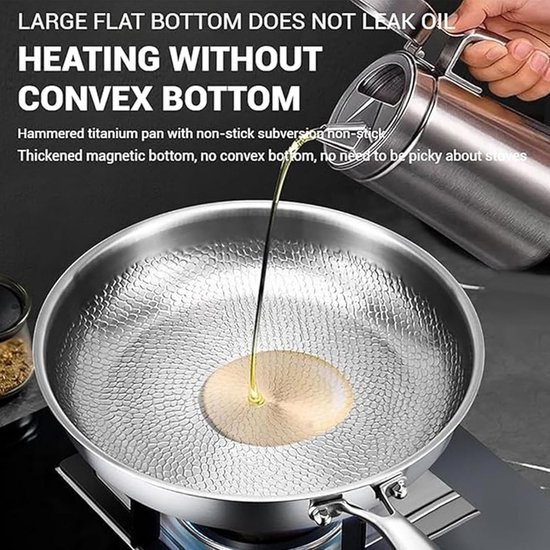 Titanium Pan - Wok Koekenpan - Gezond Koken - Puur Titanium Materiaal - 28 cm - Zilver — afbeelding 5